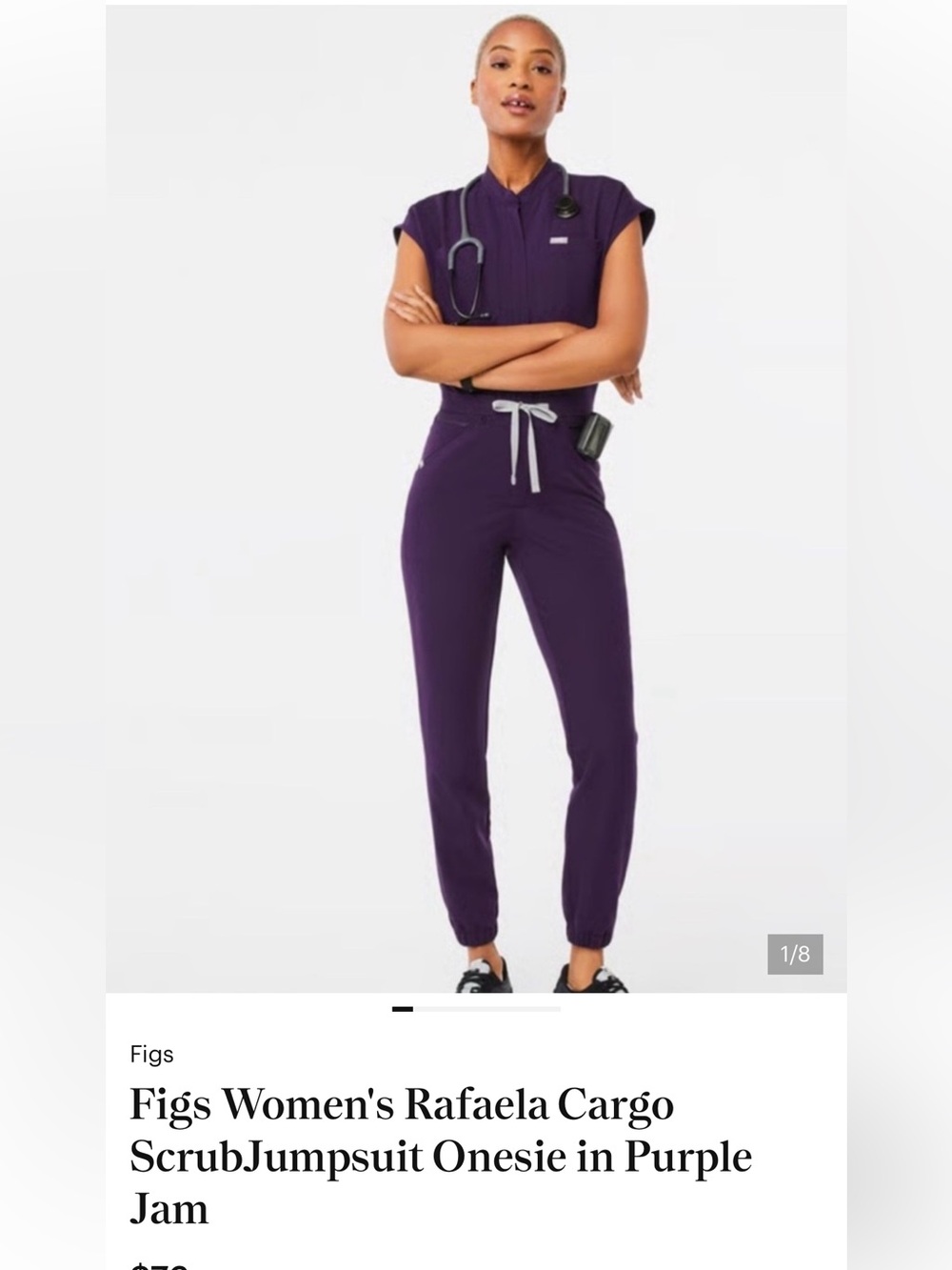 Figs- Rafaela Cargo Jumpsuit - Purple Jam- MEDIUM